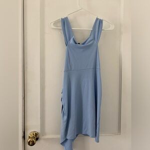 Periwinkle short dress with ruffled side